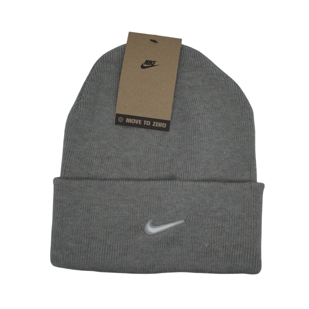 Nike Peak Swoosh Beanie Knit Hat Unisex OSFM Dark Grey Heather NEW HF0187-063‎